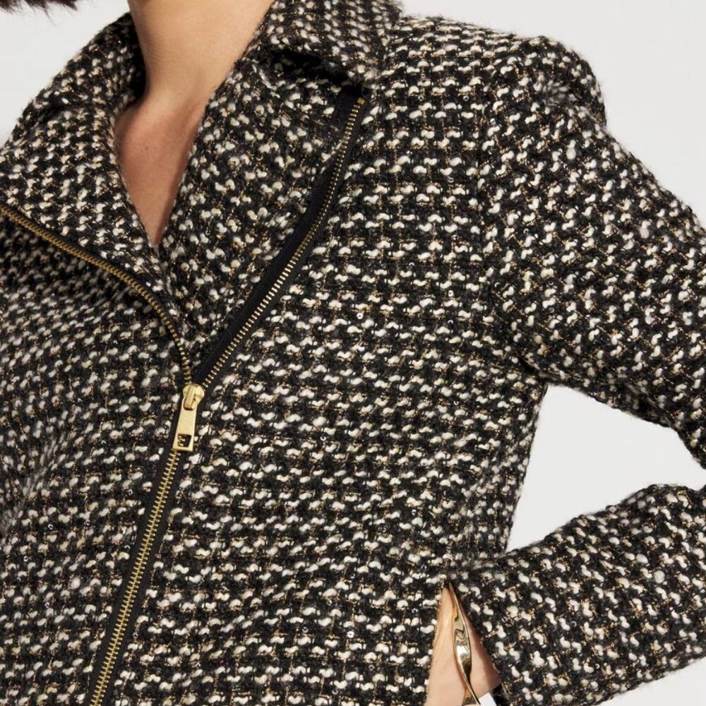 nwt $200 WHITE HOUSE BLACK MARKET tweed moto jacket 6 0 - Picture 2 of 3